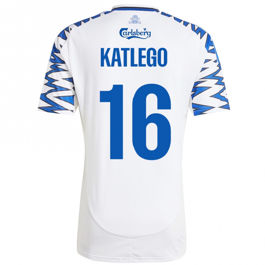 Women Football David Katlego #16 White Sky Blue Home Jersey 2024/25 T-Shirt Nz