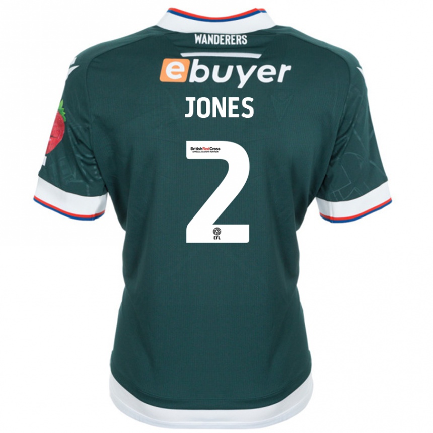 Women Football Gethin Jones #2 Dark Green Away Jersey 2024/25 T-Shirt Nz