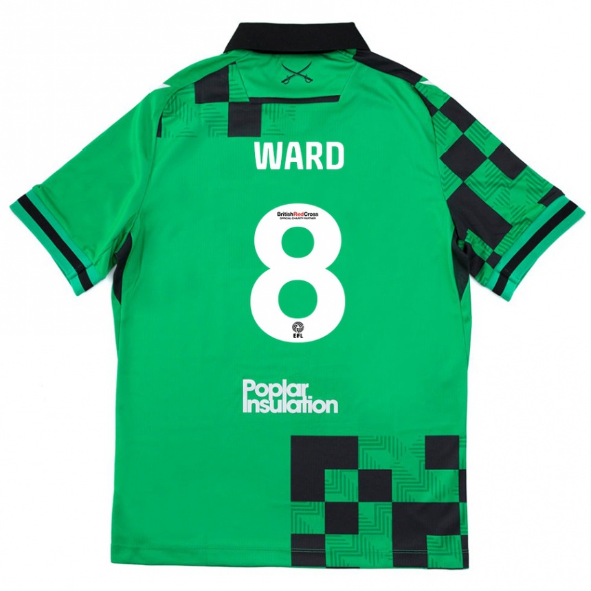 Women Football Grant Ward #8 Green Black Away Jersey 2024/25 T-Shirt Nz