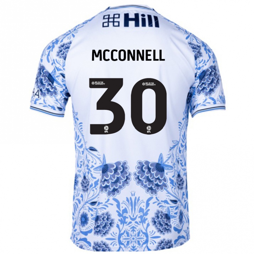 Women Football Glenn Mcconnell #30 White Blue Away Jersey 2024/25 T-Shirt Nz