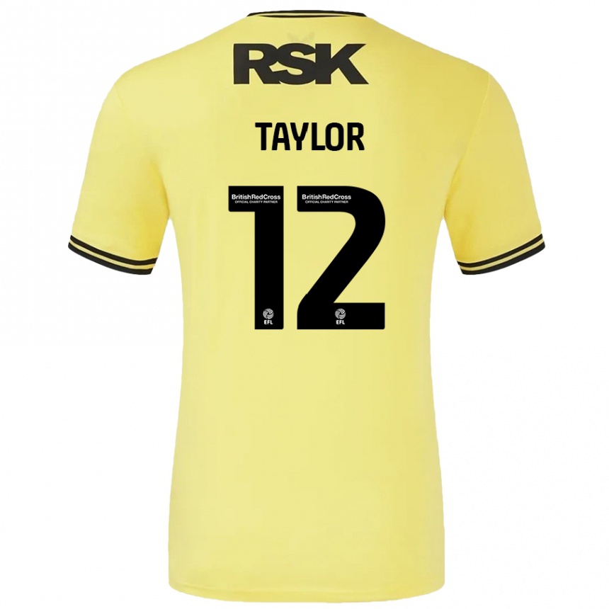 Women Football Terry Taylor #12 Yellow Black Away Jersey 2024/25 T-Shirt Nz