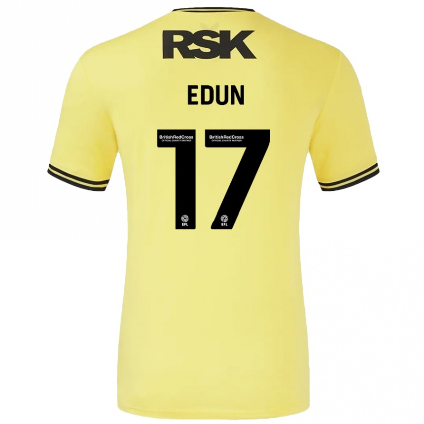 Women Football Tayo Edun #17 Yellow Black Away Jersey 2024/25 T-Shirt Nz