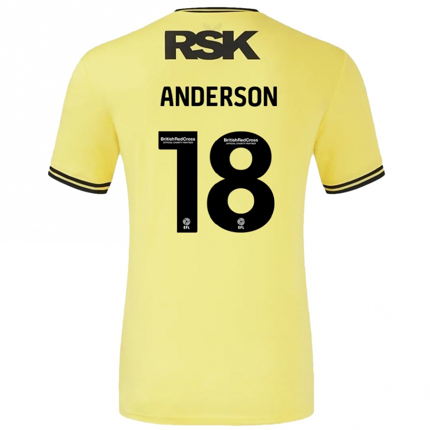 Women Football Karoy Anderson #18 Yellow Black Away Jersey 2024/25 T-Shirt Nz