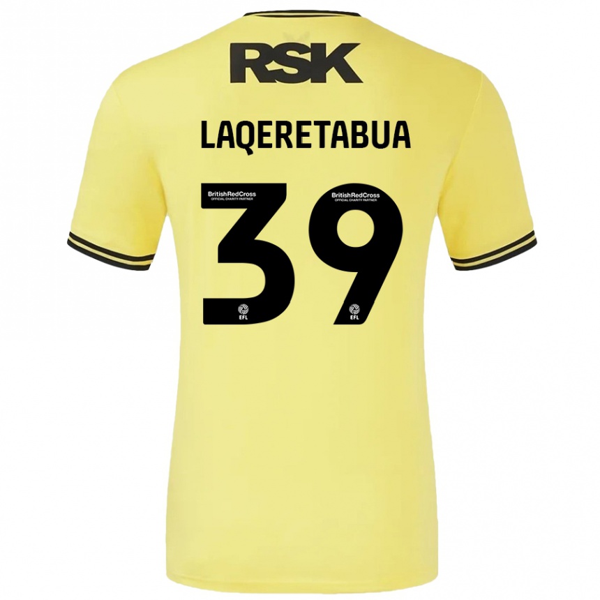 Women Football Josh Laqeretabua #39 Yellow Black Away Jersey 2024/25 T-Shirt Nz