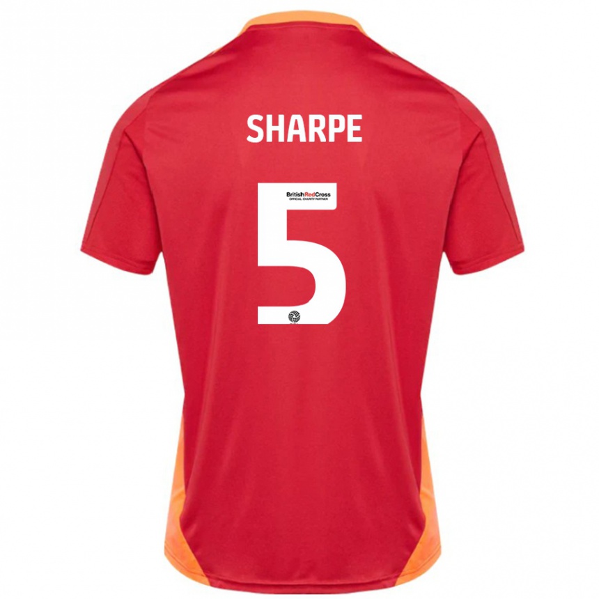 Women Football Manfy Sharpe #5 Blue Off White Away Jersey 2024/25 T-Shirt Nz