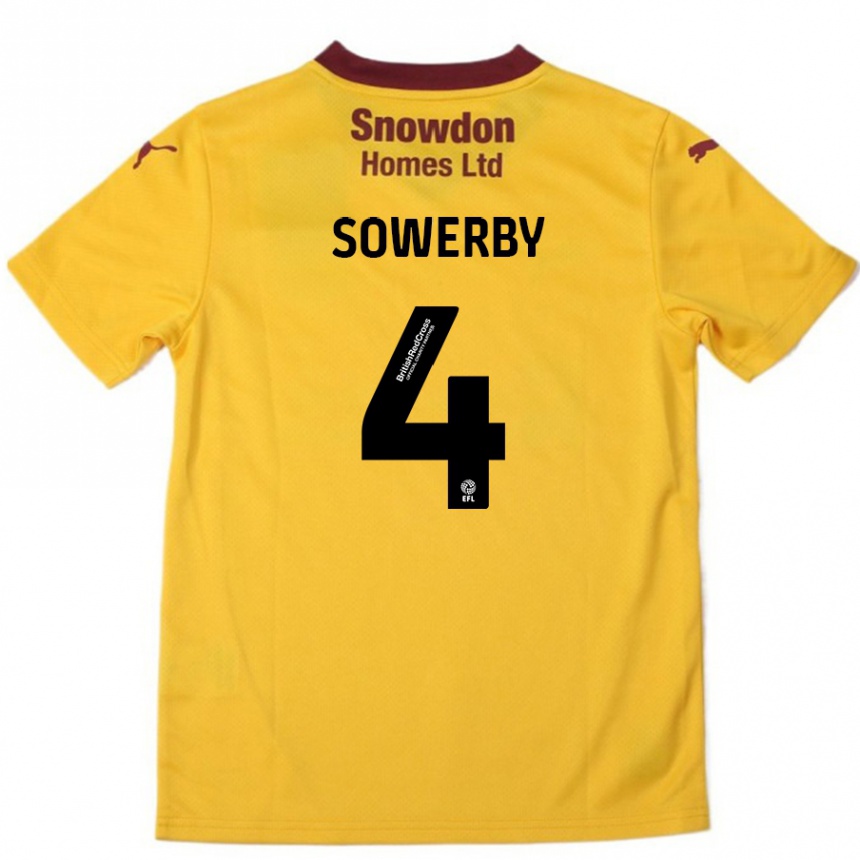 Women Football Jack Sowerby #4 Orange  Burgundy Away Jersey 2024/25 T-Shirt Nz