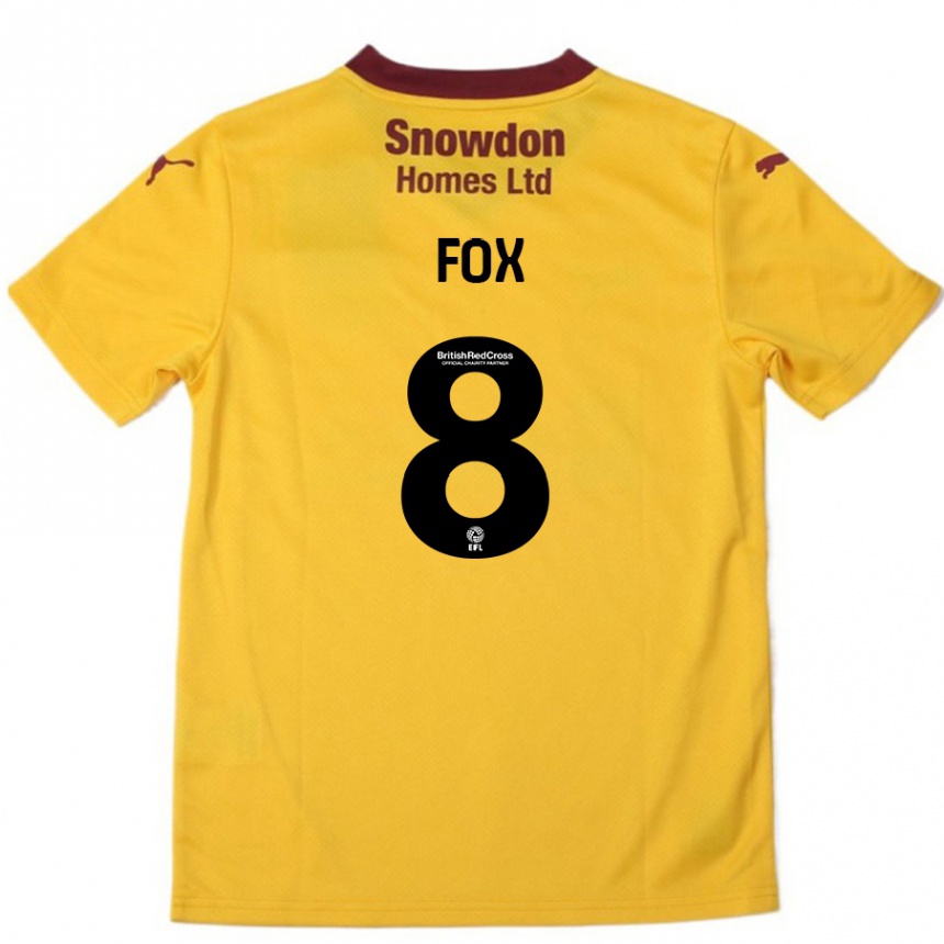 Women Football Ben Fox #8 Orange  Burgundy Away Jersey 2024/25 T-Shirt Nz