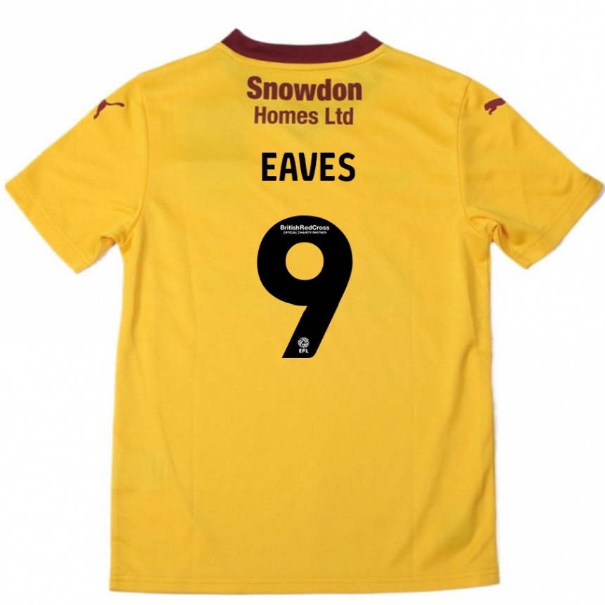 Women Football Tom Eaves #9 Orange  Burgundy Away Jersey 2024/25 T-Shirt Nz