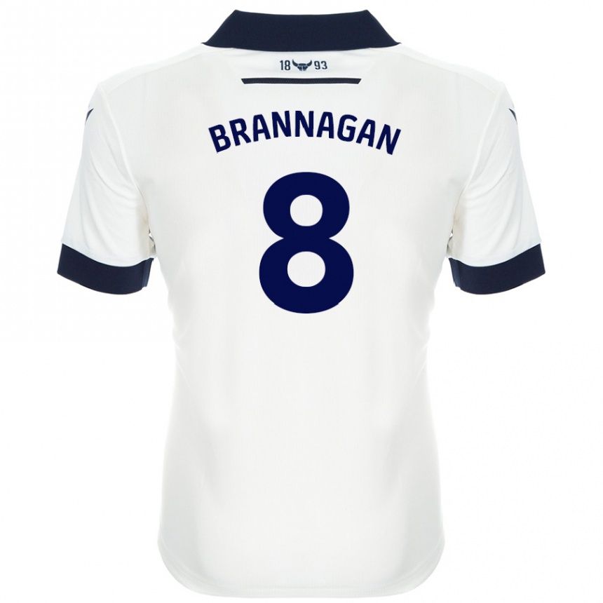 Women Football Cameron Brannagan #8 White Navy Blue Away Jersey 2024/25 T-Shirt Nz