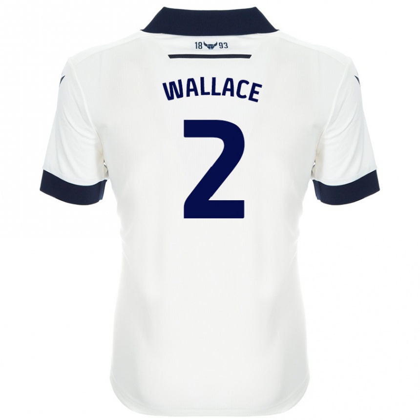 Women Football Emily Wallace #2 White Navy Blue Away Jersey 2024/25 T-Shirt Nz