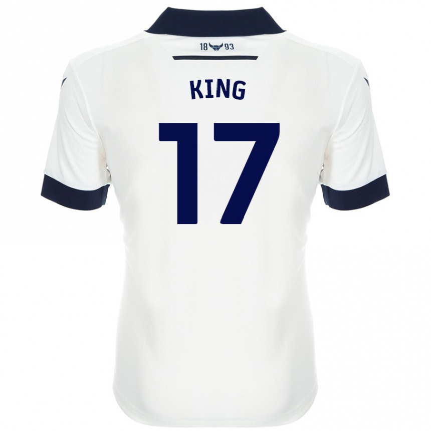 Women Football Sarah King #17 White Navy Blue Away Jersey 2024/25 T-Shirt Nz