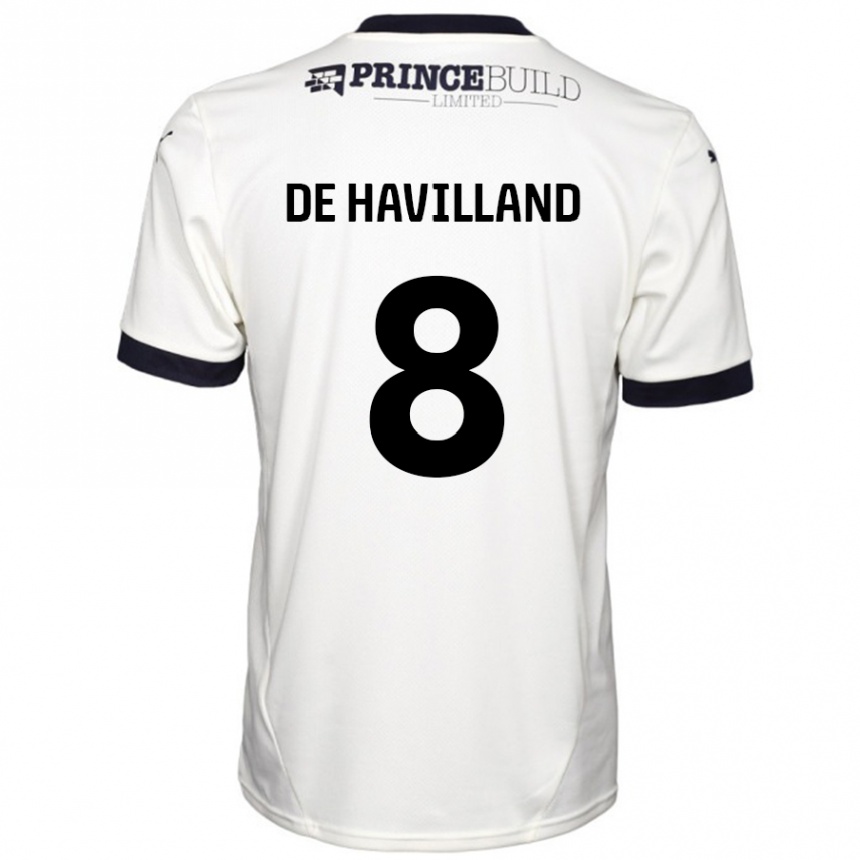 Women Football Ryan De Havilland #8 Off White Black Away Jersey 2024/25 T-Shirt Nz