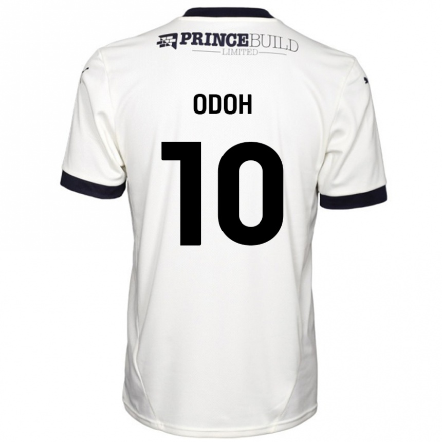 Women Football Abraham Odoh #10 Off White Black Away Jersey 2024/25 T-Shirt Nz