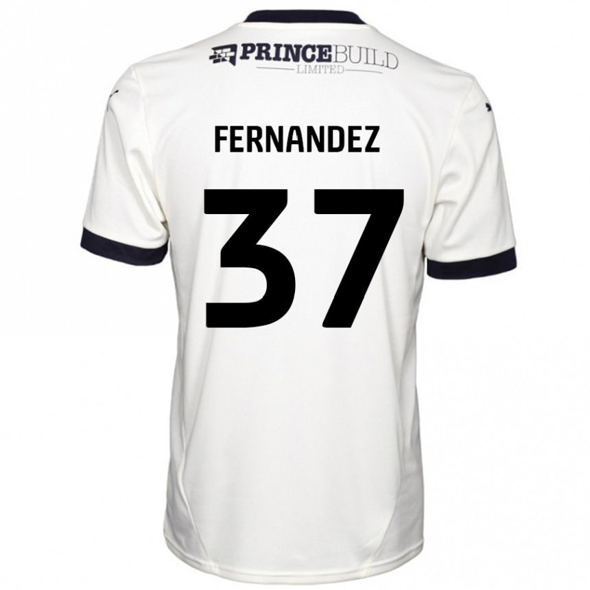 Women Football Emmanuel Fernandez #37 Off White Black Away Jersey 2024/25 T-Shirt Nz