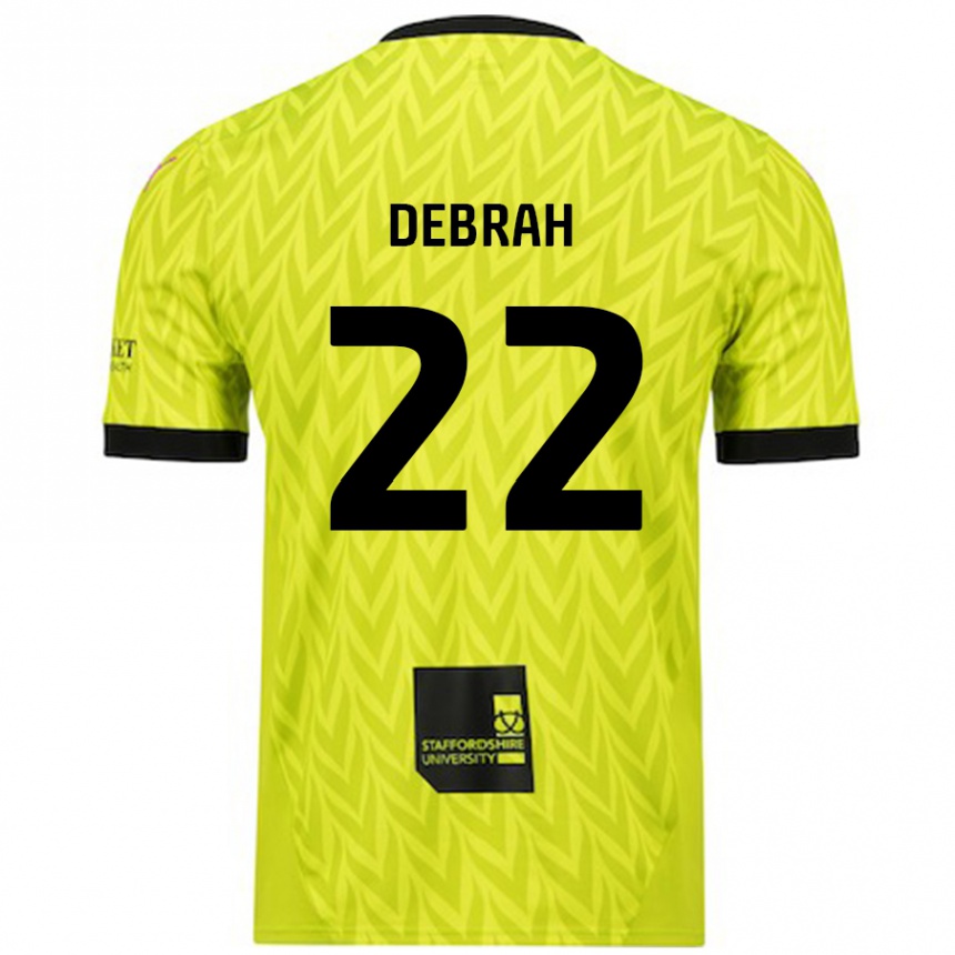 Women Football Jesse Debrah #22 Fluorescent Green Away Jersey 2024/25 T-Shirt Nz