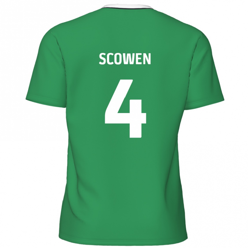 Women Football Josh Scowen #4 Green White Stripes Away Jersey 2024/25 T-Shirt Nz