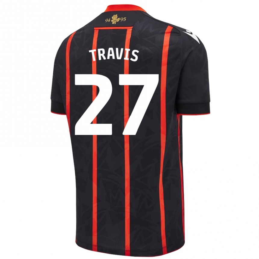 Women Football Lewis Travis #27 Black Red Away Jersey 2024/25 T-Shirt Nz