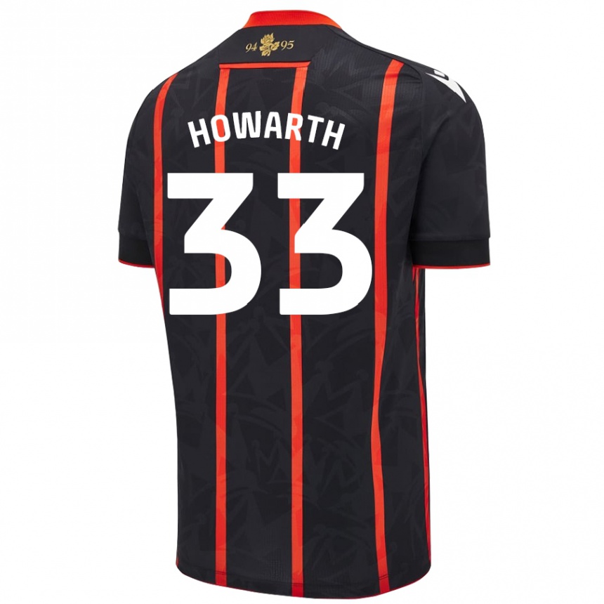 Women Football Taylor Howarth #33 Black Red Away Jersey 2024/25 T-Shirt Nz