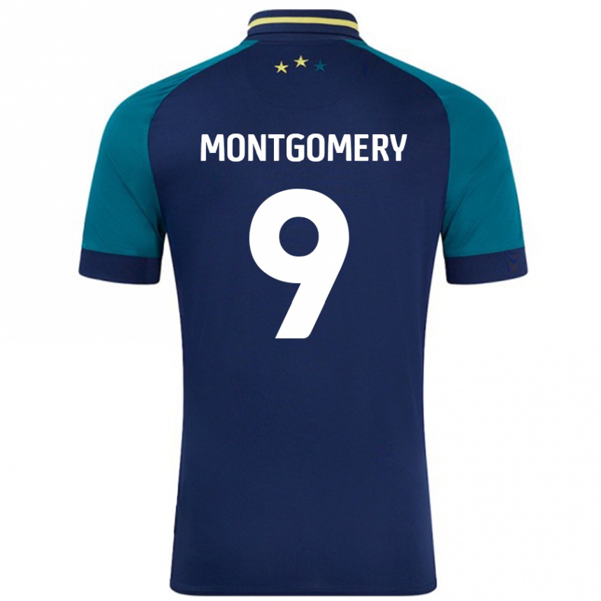 Women Football Ria Montgomery #9 Navy Dark Green Away Jersey 2024/25 T-Shirt Nz