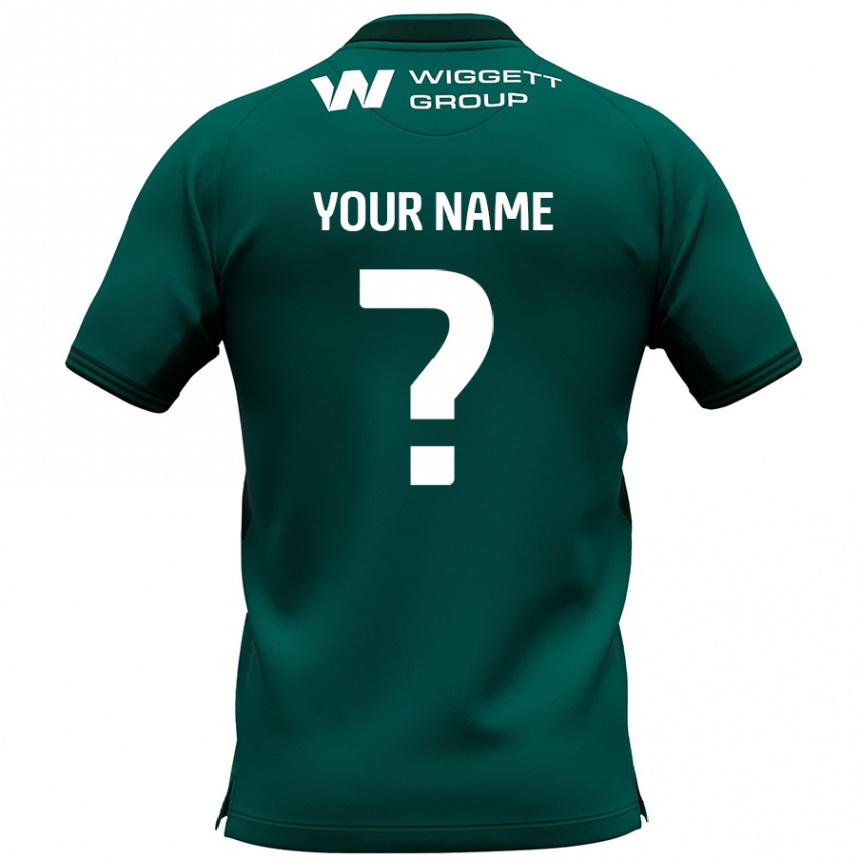 Women Football Your Name #0 Green Away Jersey 2024/25 T-Shirt Nz