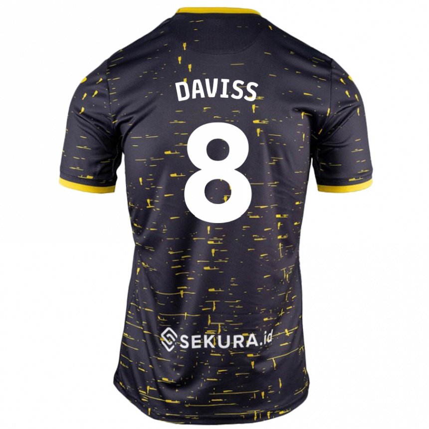 Women Football Millie Daviss #8 Black Yellow Away Jersey 2024/25 T-Shirt Nz