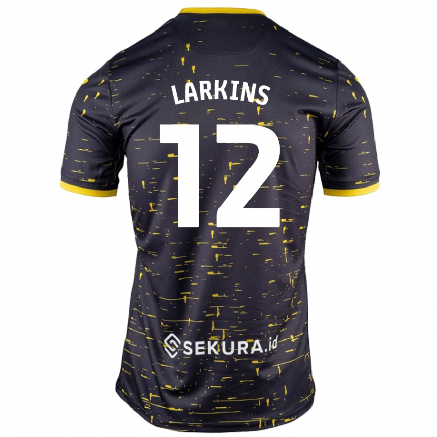 Women Football Anna Larkins #12 Black Yellow Away Jersey 2024/25 T-Shirt Nz