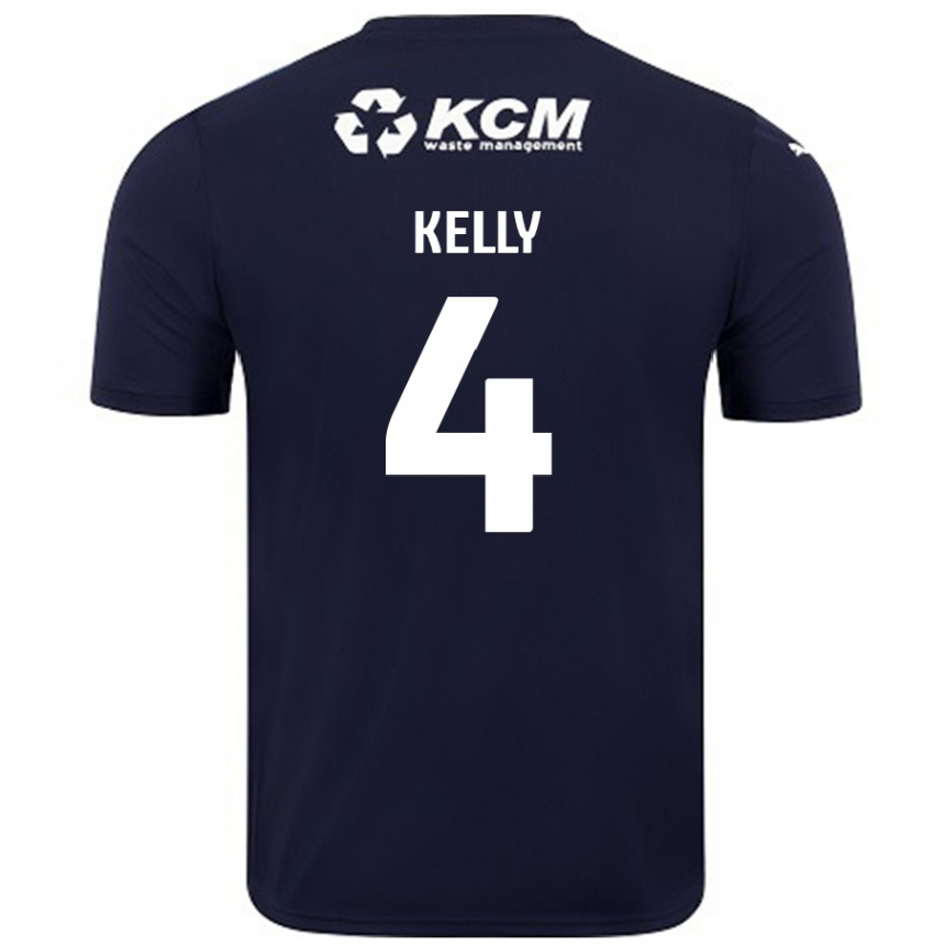 Women Football Liam Kelly #4 Navy Blue Away Jersey 2024/25 T-Shirt Nz