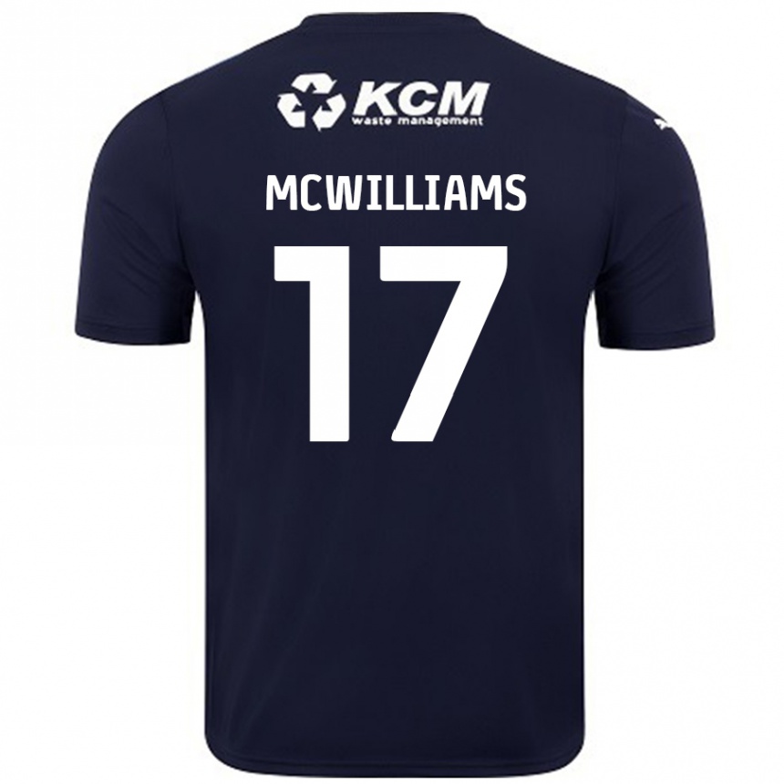 Women Football Shaun Mcwilliams #17 Navy Blue Away Jersey 2024/25 T-Shirt Nz