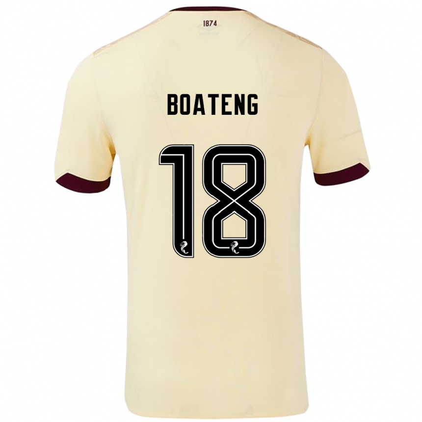 Women Football Malachi Boateng #18 Cream Burgundy Away Jersey 2024/25 T-Shirt Nz