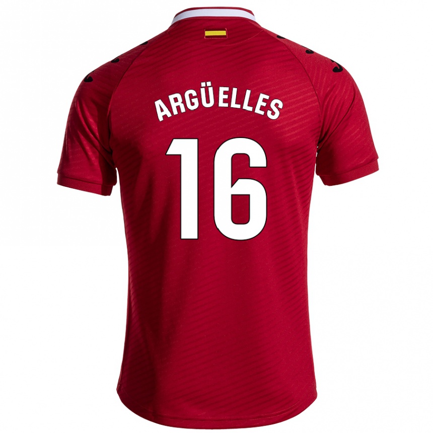 Women Football David Argüelles #16 Dark Red Away Jersey 2024/25 T-Shirt Nz