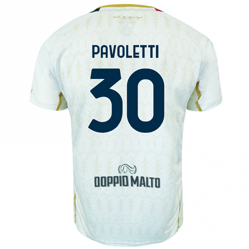 Women Football Leonardo Pavoletti #30 White Away Jersey 2024/25 T-Shirt Nz