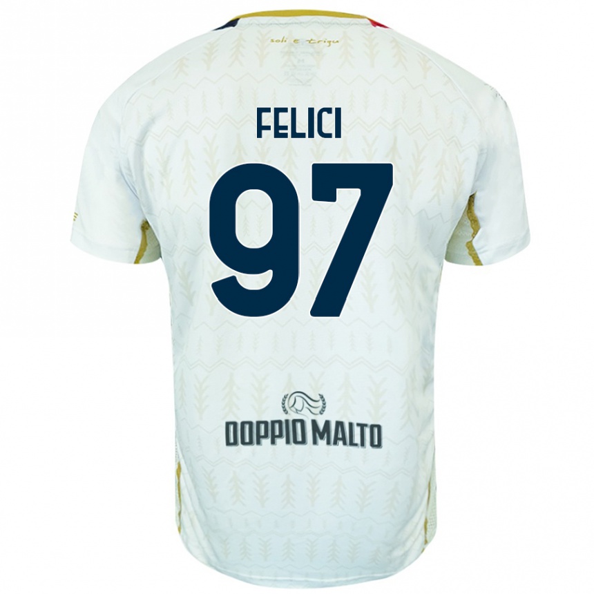 Women Football Mattia Felici #97 White Away Jersey 2024/25 T-Shirt Nz