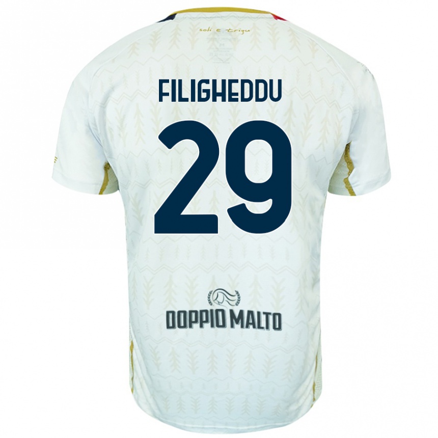 Women Football Daniele Filigheddu #29 White Away Jersey 2024/25 T-Shirt Nz