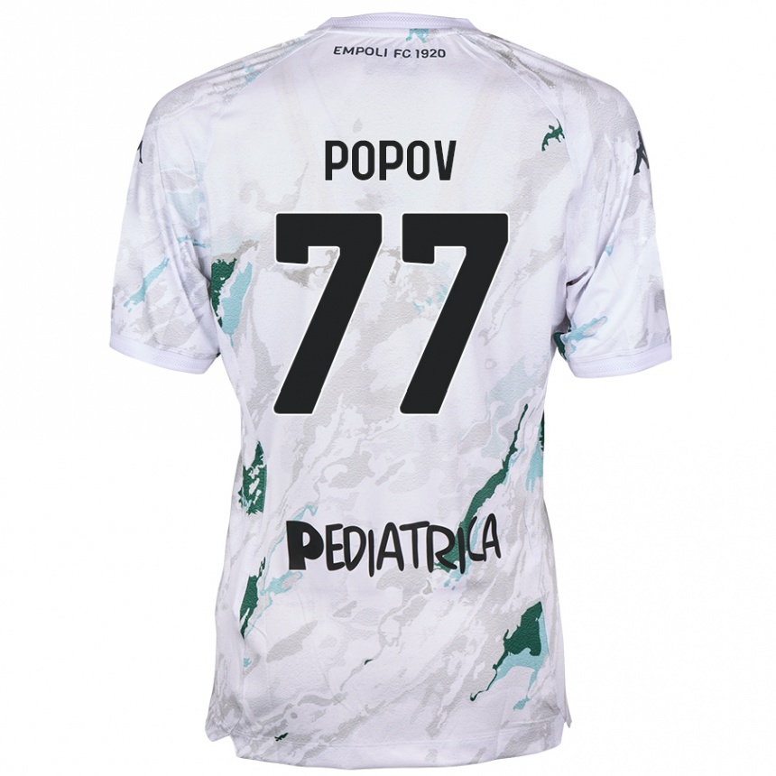 Women Football Bogdan Popov #77 Grey Away Jersey 2024/25 T-Shirt Nz