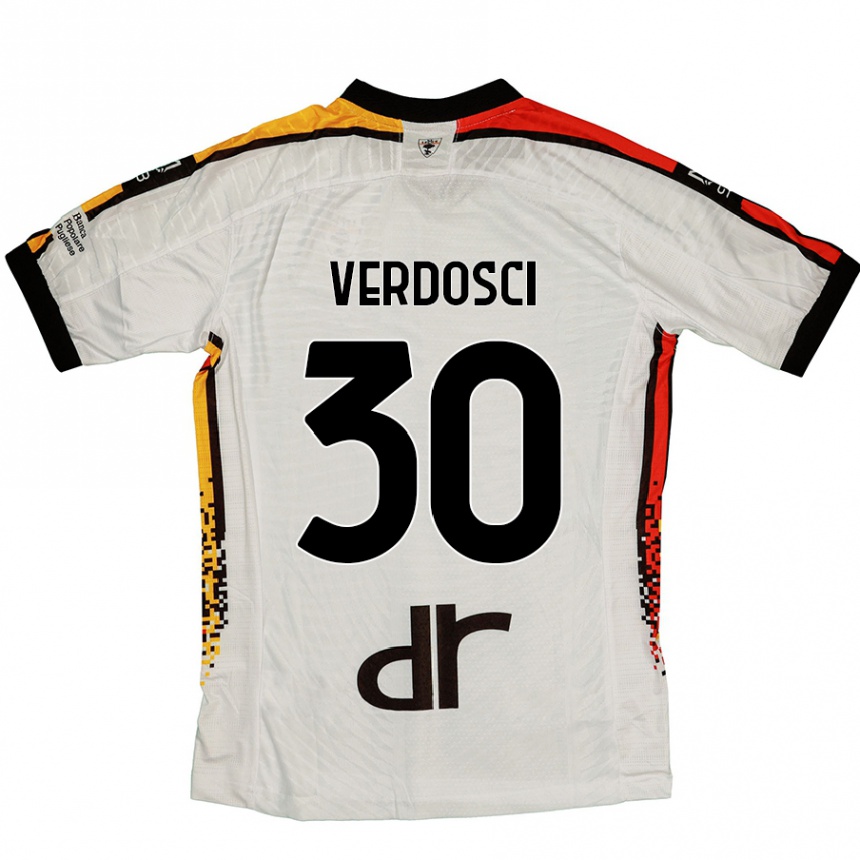 Women Football Simone Verdosci #30 White Black Away Jersey 2024/25 T-Shirt Nz