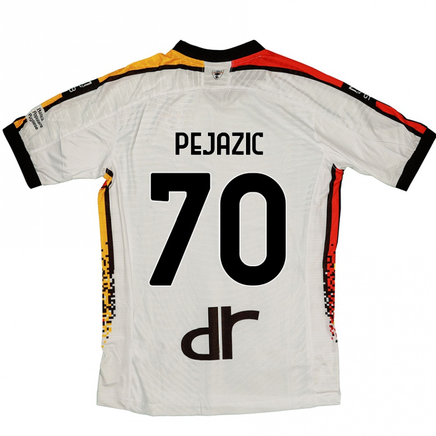 Women Football Mario Pejazic #70 White Black Away Jersey 2024/25 T-Shirt Nz