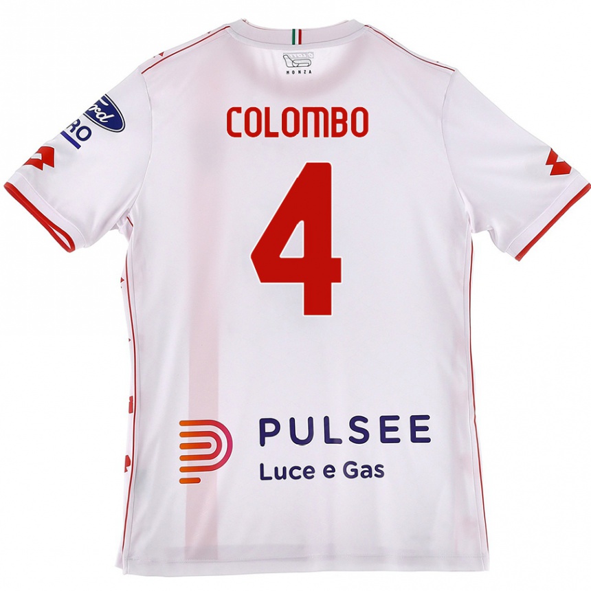 Women Football Leonardo Colombo #4 White Red Away Jersey 2024/25 T-Shirt Nz