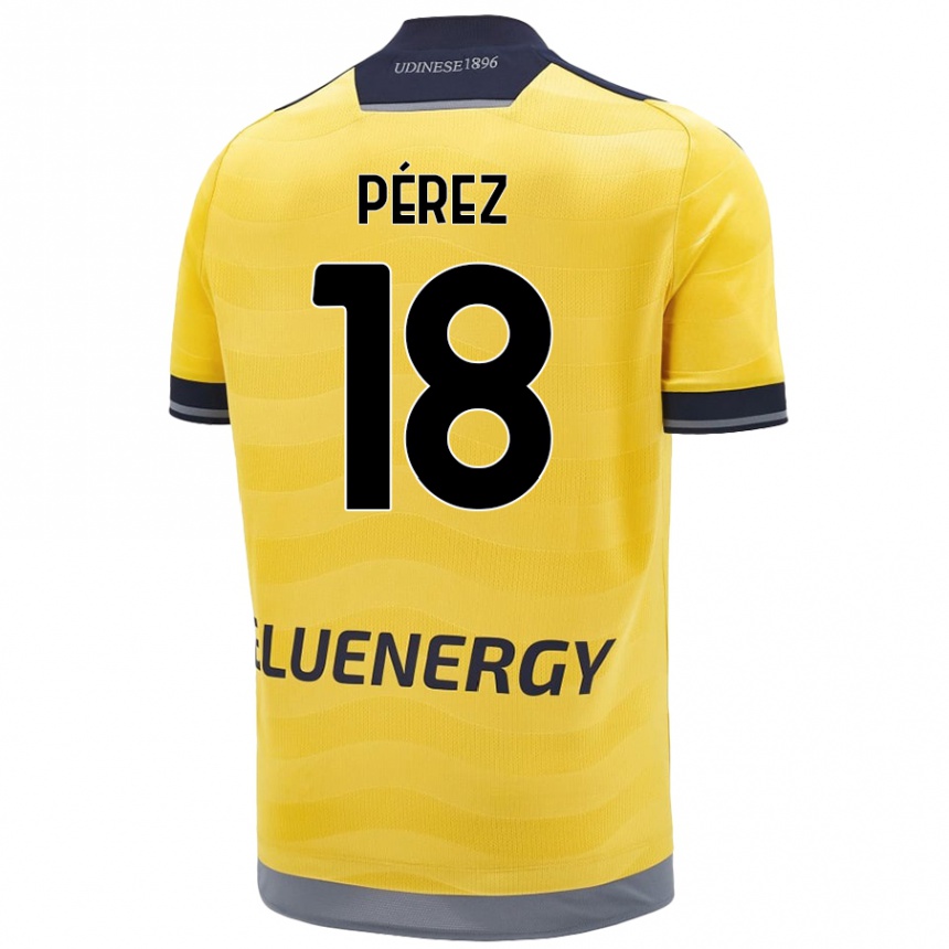 Women Football Nehuén Pérez #18 Golden Away Jersey 2024/25 T-Shirt Nz