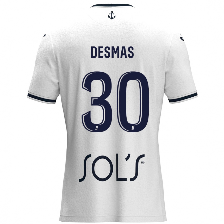 Women Football Arthur Desmas #30 White Dark Blue Away Jersey 2024/25 T-Shirt Nz