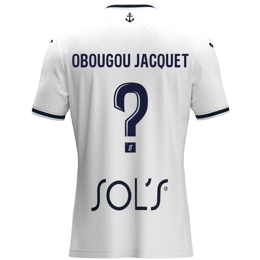 Women Football Noam Obougou Jacquet #0 White Dark Blue Away Jersey 2024/25 T-Shirt Nz