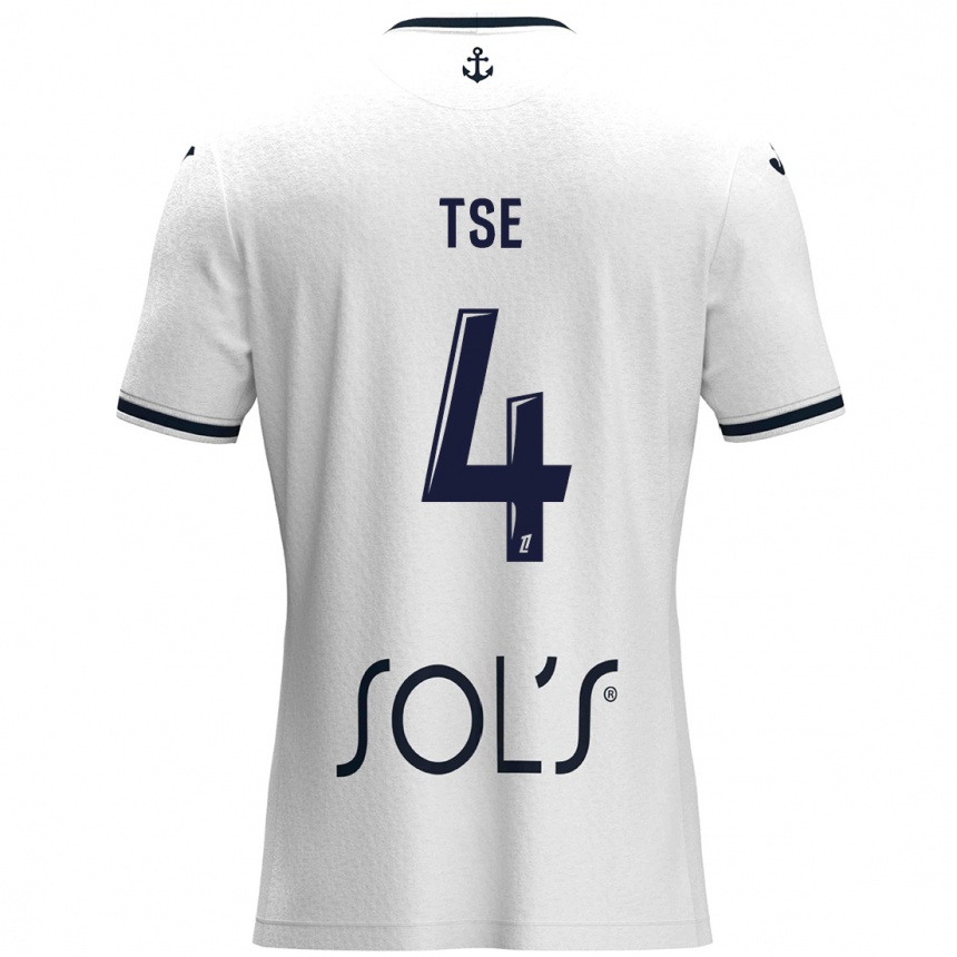 Women Football Élisabeth Tsé #4 White Dark Blue Away Jersey 2024/25 T-Shirt Nz