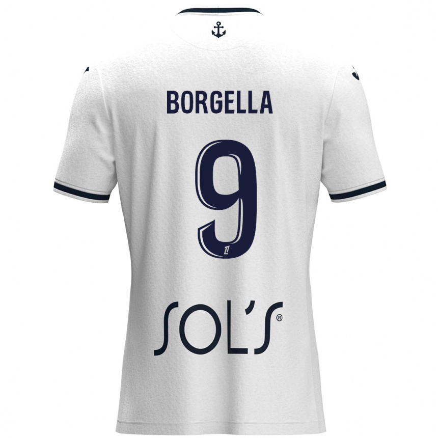 Women Football Roselord Borgella #9 White Dark Blue Away Jersey 2024/25 T-Shirt Nz