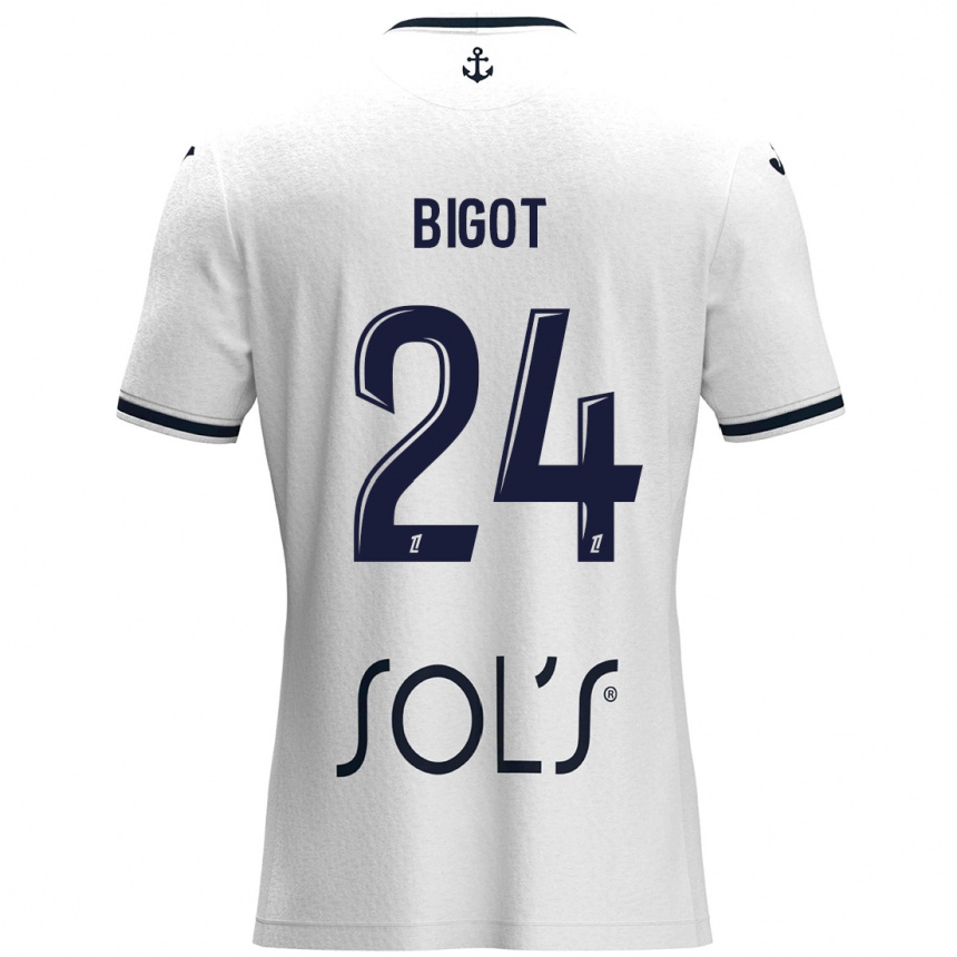 Women Football Maureen Bigot #24 White Dark Blue Away Jersey 2024/25 T-Shirt Nz