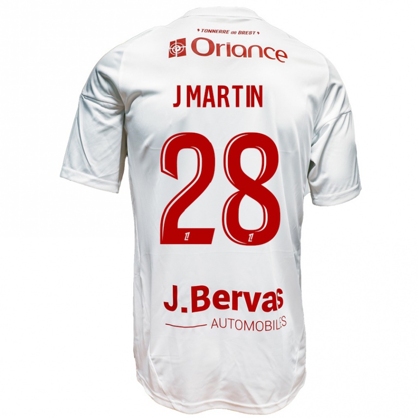 Women Football Jonas Martin #28 White Red Away Jersey 2024/25 T-Shirt Nz