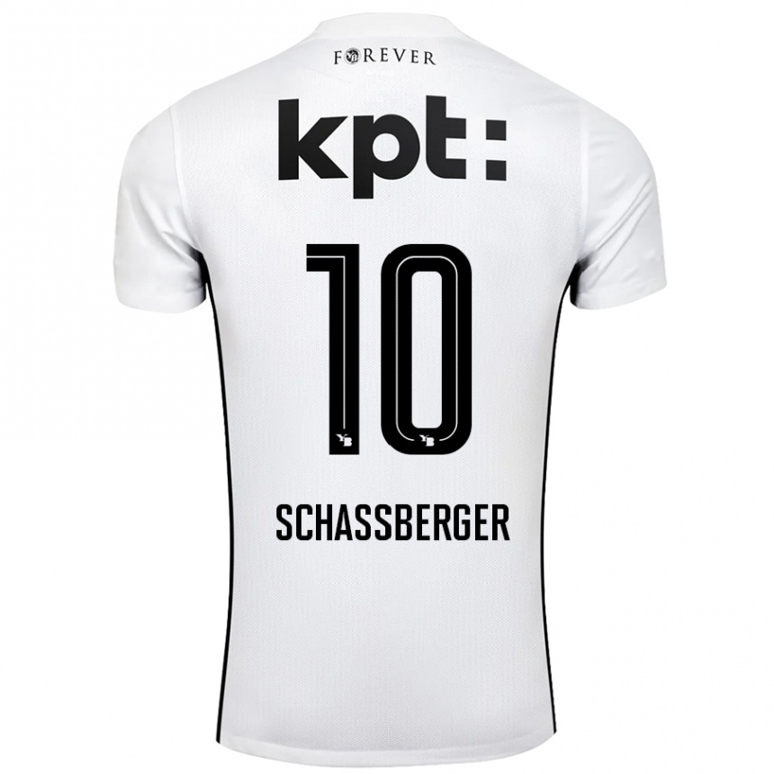 Women Football Julia Schassberger #10 White Black Away Jersey 2024/25 T-Shirt Nz