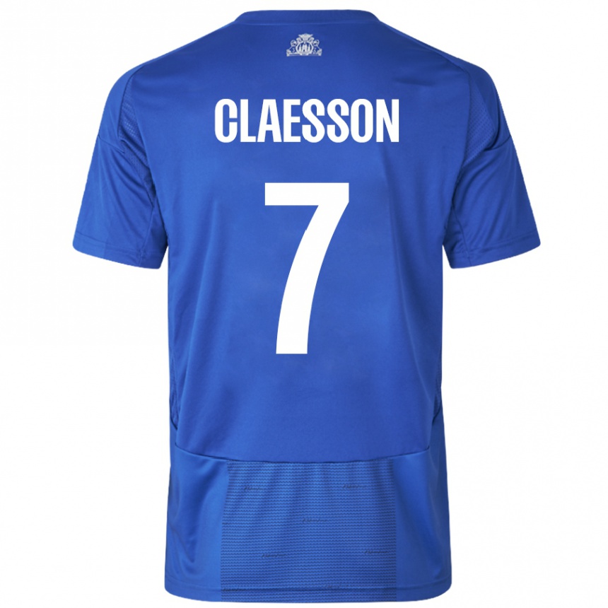 Women Football Viktor Claesson #7 White Blue Away Jersey 2024/25 T-Shirt Nz