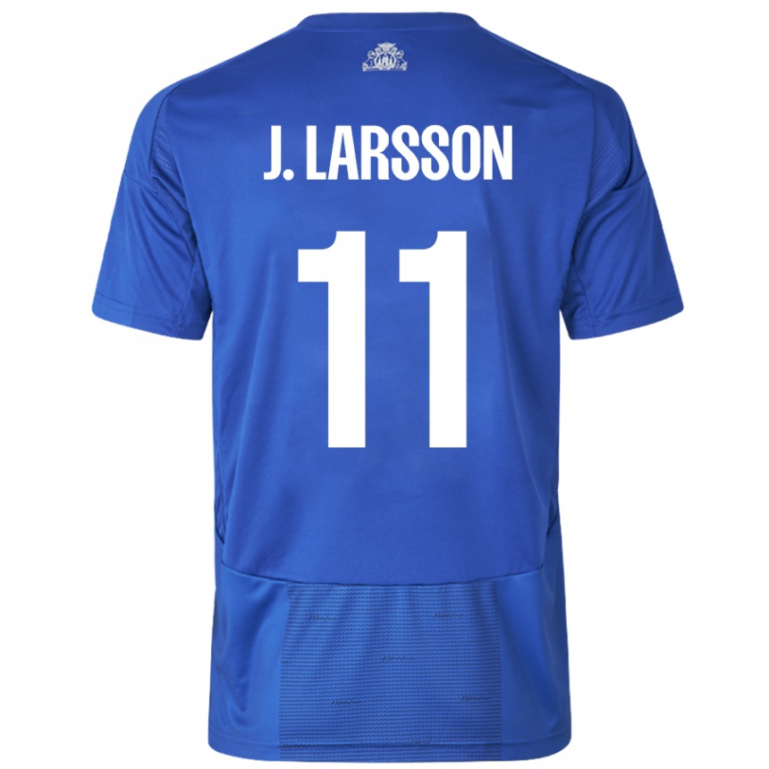 Women Football Jordan Larsson #11 White Blue Away Jersey 2024/25 T-Shirt Nz