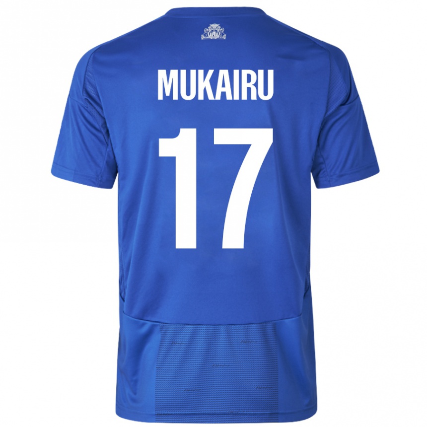 Women Football Paul Mukairu #17 White Blue Away Jersey 2024/25 T-Shirt Nz