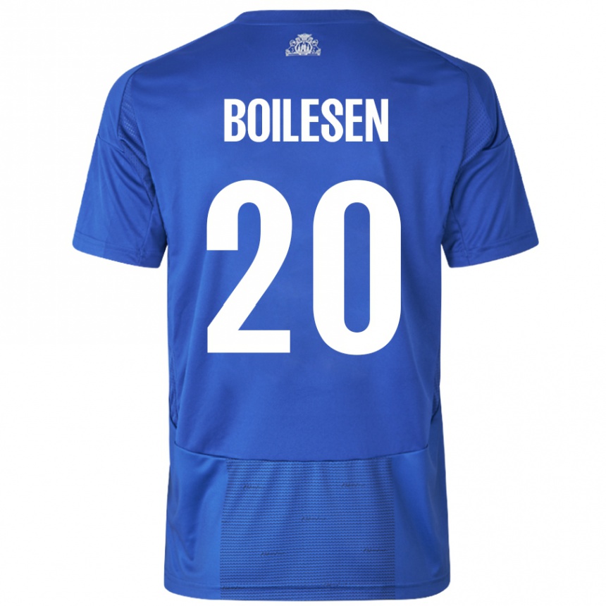 Women Football Nicolai Boilesen #20 White Blue Away Jersey 2024/25 T-Shirt Nz