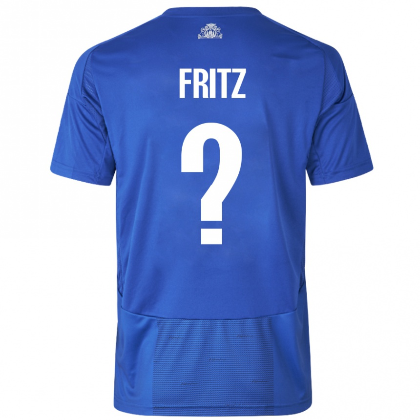 Women Football Gustav Fritz #0 White Blue Away Jersey 2024/25 T-Shirt Nz